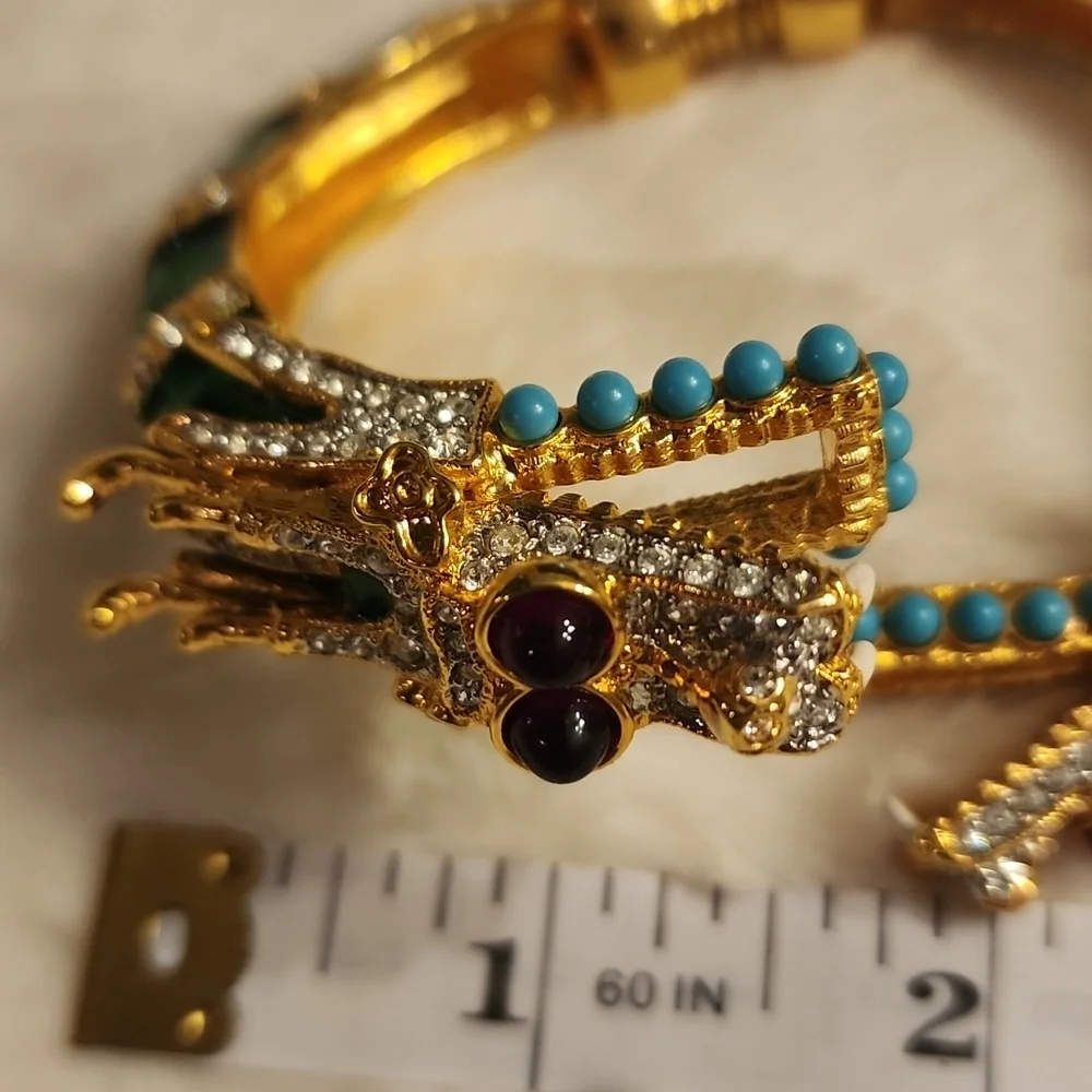 Rare KENNETH JAY LANE Green Dragon Bracelet - Picture 9 of 12